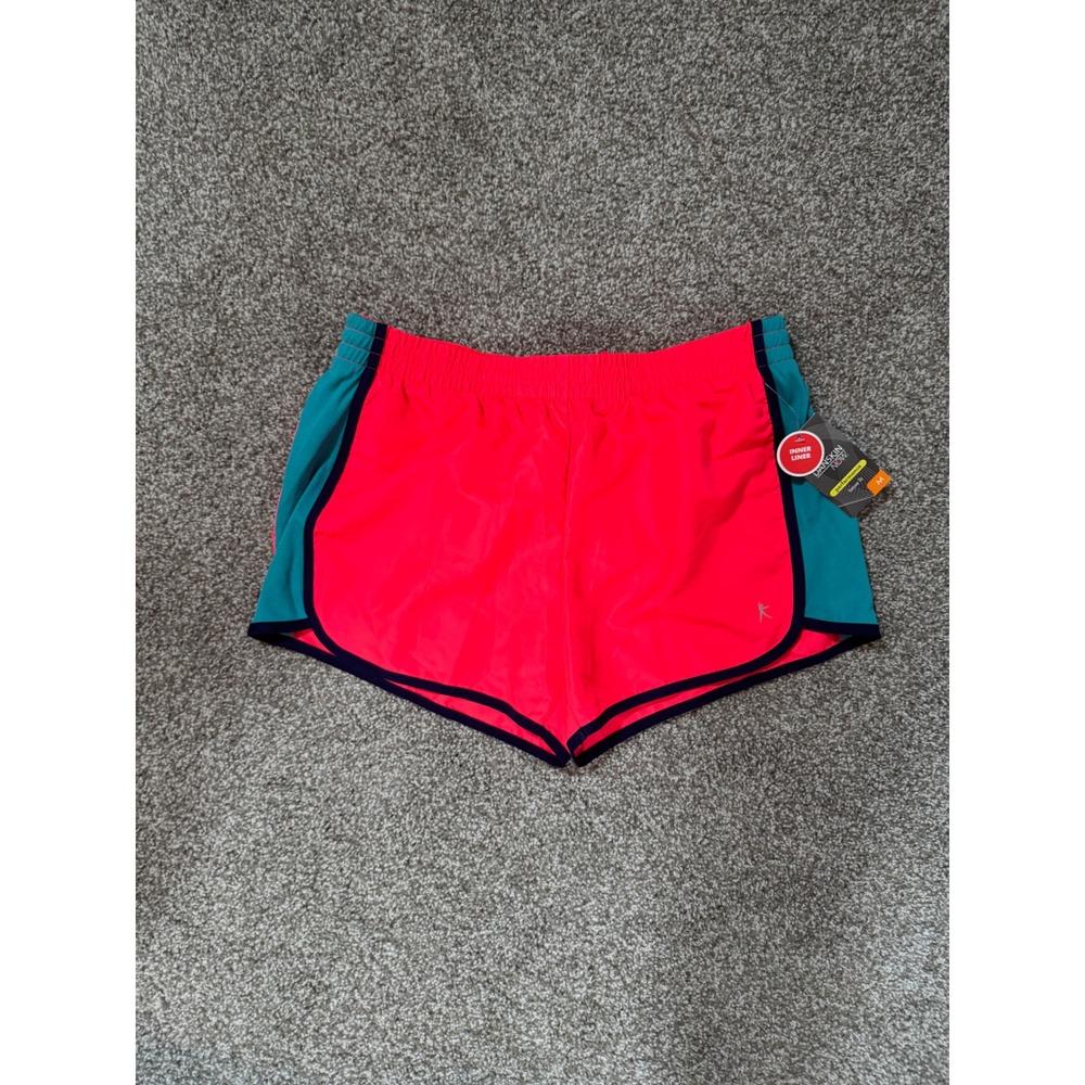 Danskin Now Womens Neon Pink Teal Running Shorts Size M 8-10 Performance Liner